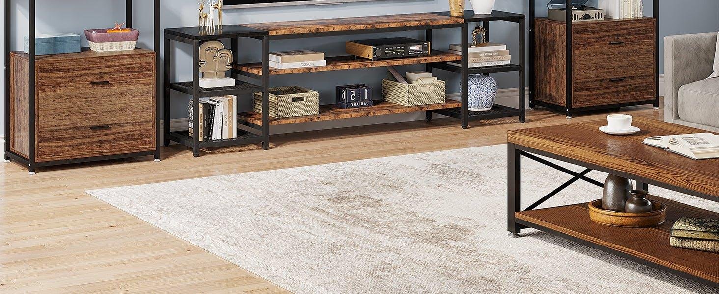 4-Tier Bookshelf Etagere Display Bookcase with 2 Drawers