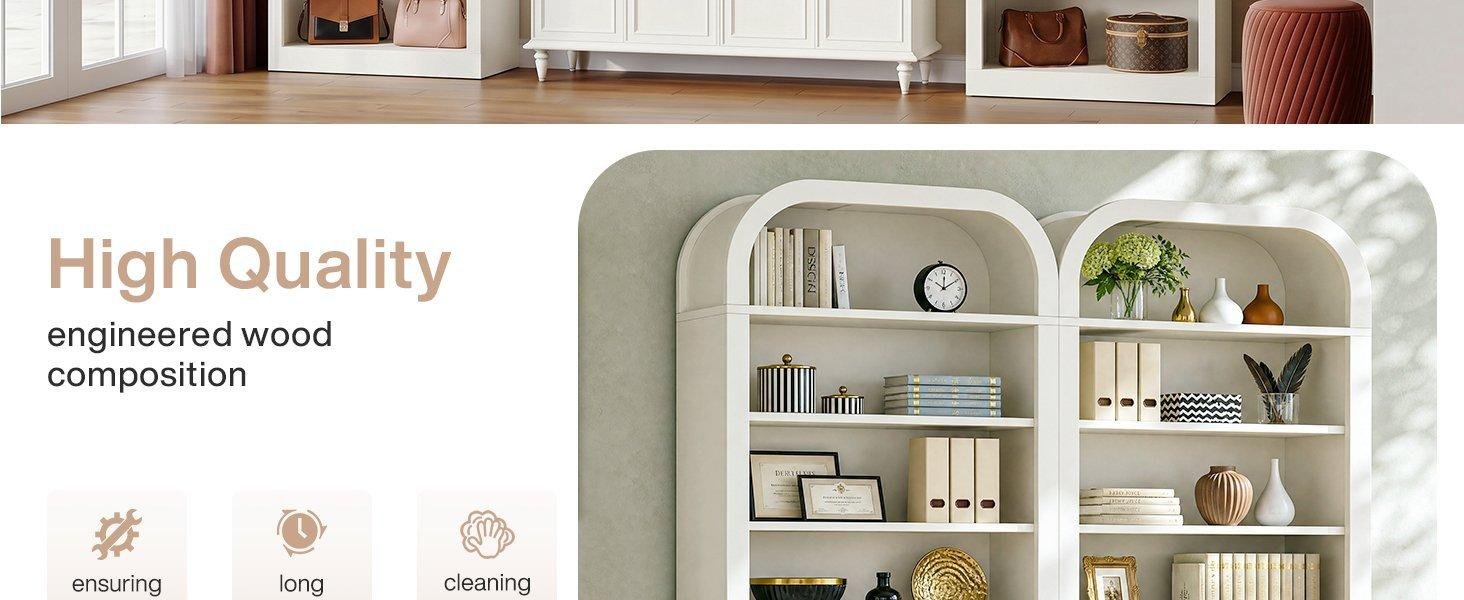 8-Tier Arched Bookshelf, 74” Tall Bookcase Open Display Shelf for Home Office
