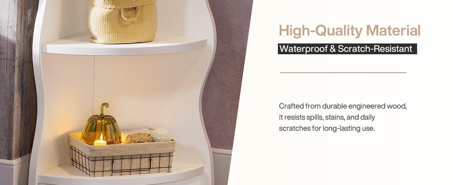5-Tier Corner Shelf, 70.8" Corner Bookshelf Wavy Shaped Display Rack