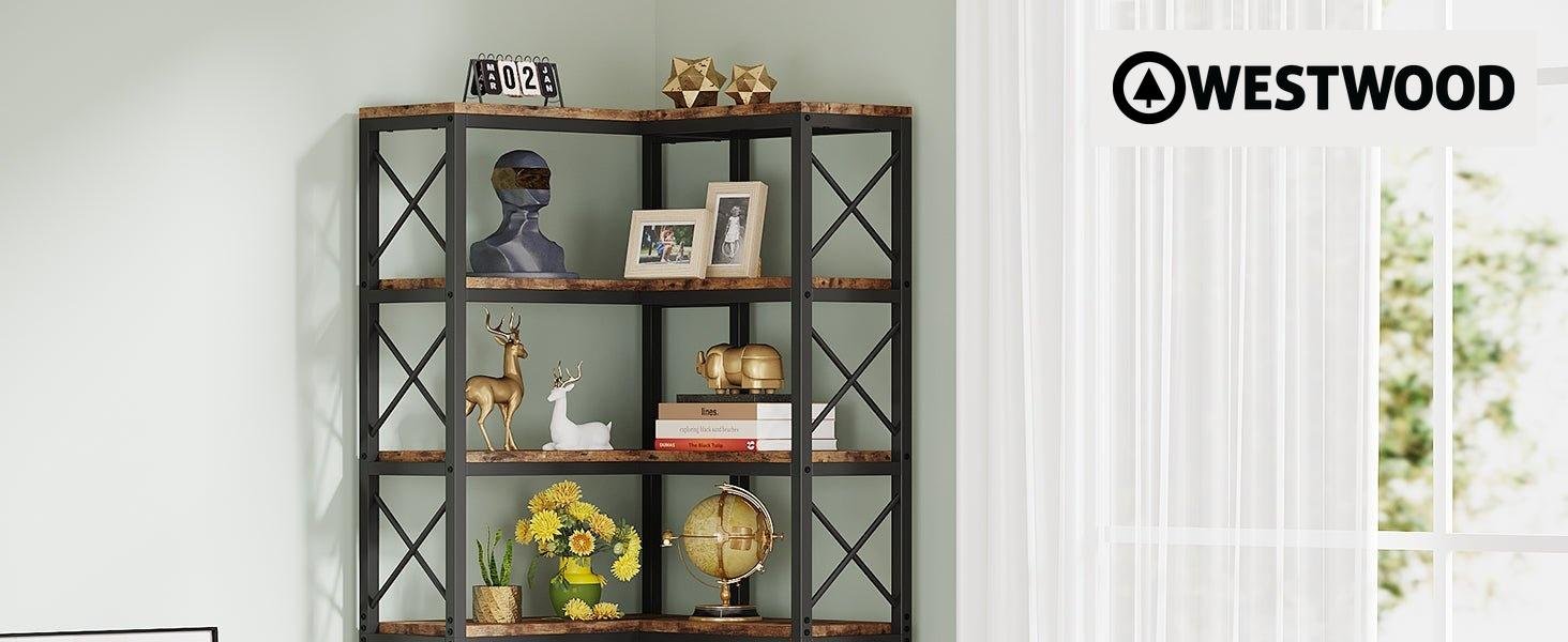 7-Tier Corner Bookshelf Corner Bookcase Storage Display Rack