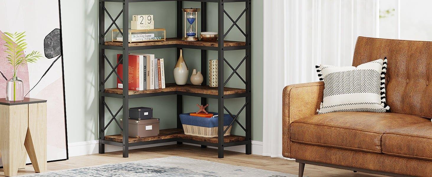 7-Tier Corner Bookshelf Corner Bookcase Storage Display Rack