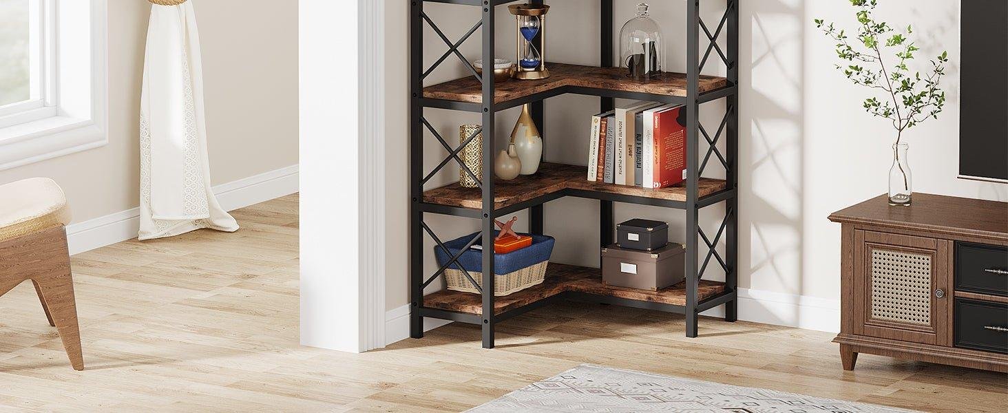 7-Tier Corner Bookshelf Corner Bookcase Storage Display Rack