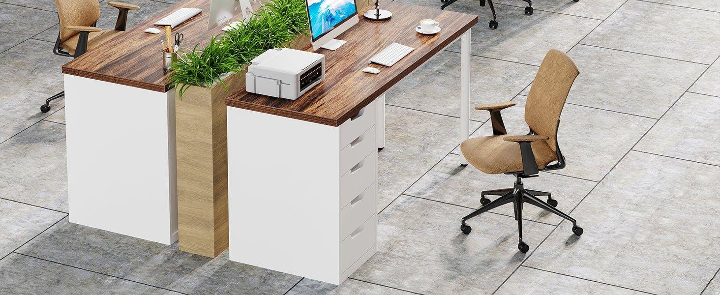 Measuring 47 inches and finished in rustic brown, offers plenty of workspace.