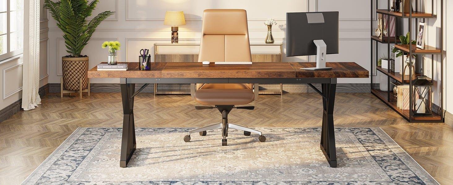 70.8" Executive Desk, Large Computer Office Desk Workstation