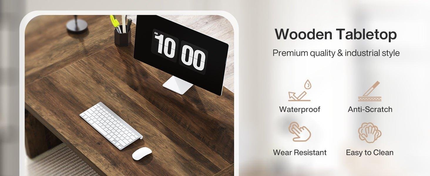 70.8-Inch Executive Desk, Wood Study Computer Desk Writing Table