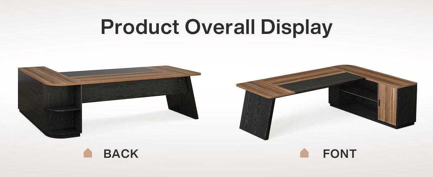 79" Executive Desk, L-Shaped Office Compter Desk with Cabinet for Home Office