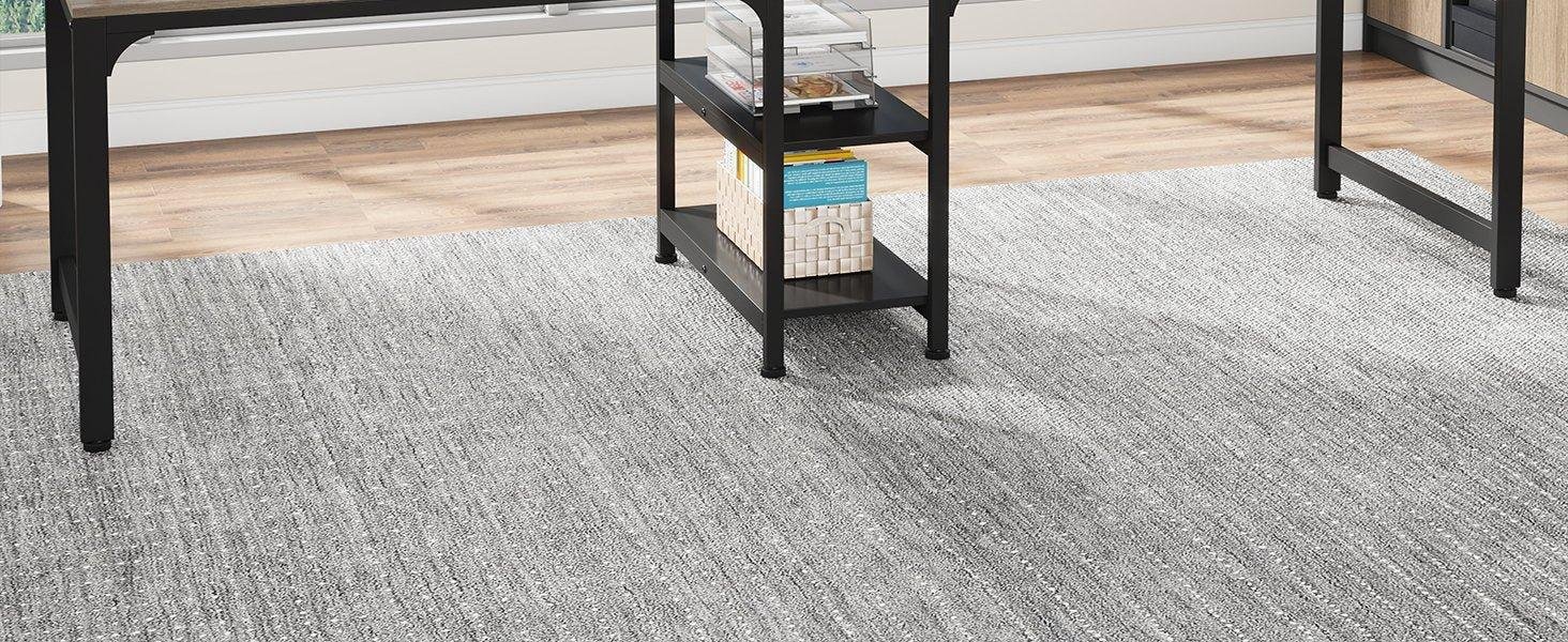 90.55" Two Person Desk, Double Computer Desk with Storage Shelves