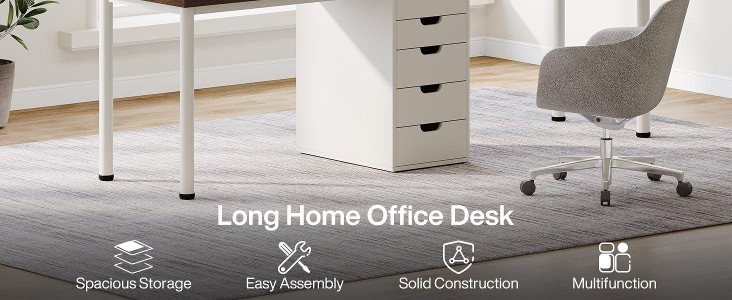78.7" Two Person Desk, Long Double Computer Desk with 5 Drawers