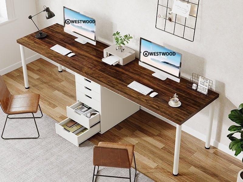 Westwood Two Person Desk with 5 Drawer