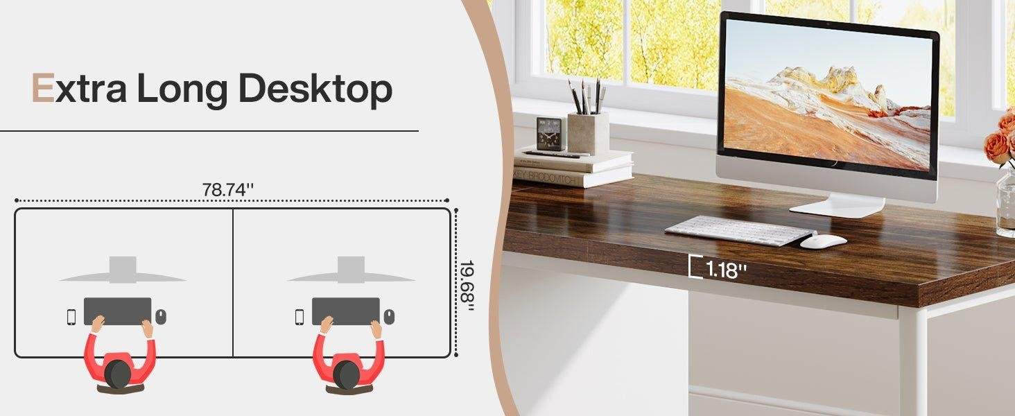 78.7" Two Person Desk, Long Double Computer Desk with 5 Drawers
