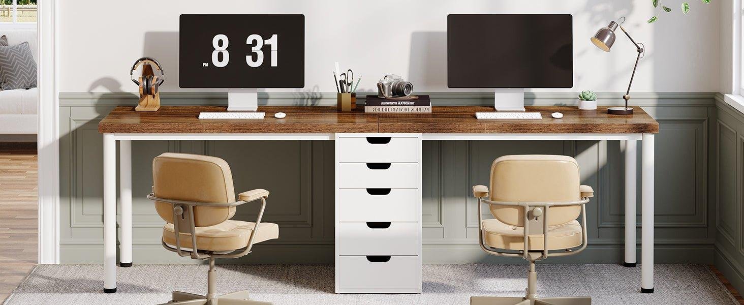 78.7" Two Person Desk, Long Double Computer Desk with 5 Drawers
