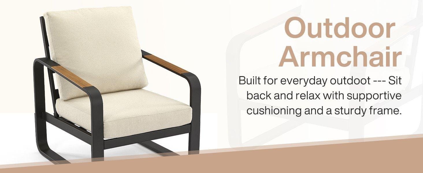 29.9" Wide Outdoor Patio Sofa, Modern Single Seat With Removable Cushions