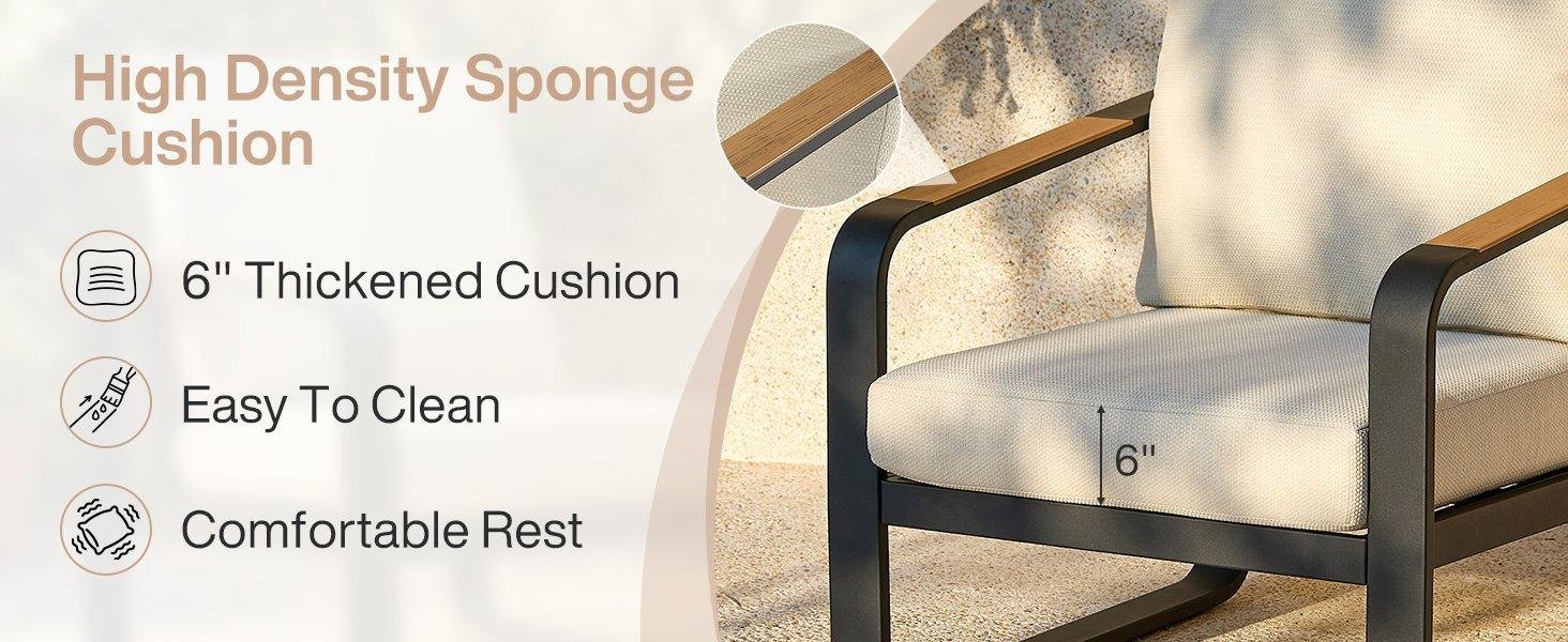 29.9" Wide Outdoor Patio Sofa, Modern Single Seat With Removable Cushions