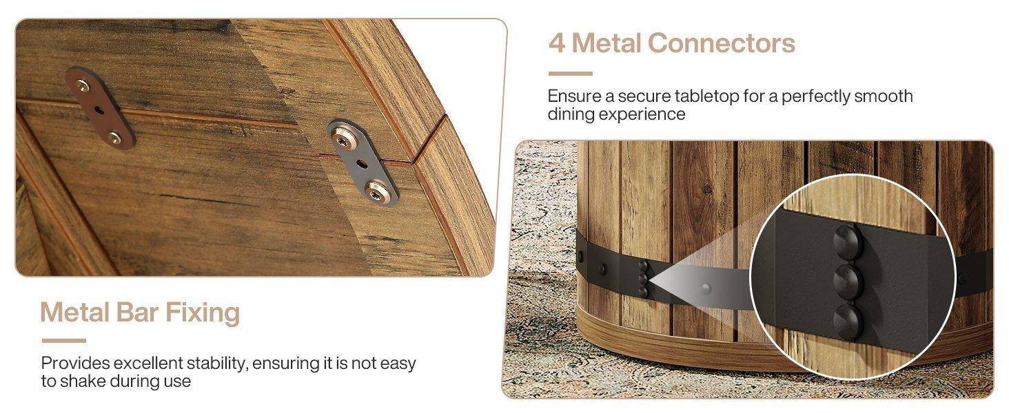 39.37" Dining Table, Round Kitchen Table with Fence Pedestal Base for 4 People