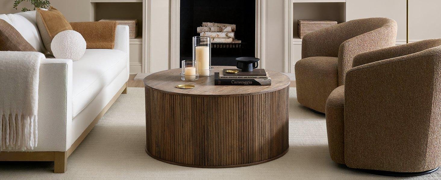 Fluted Drum Base Accent Table - Elevates any space with timeless style