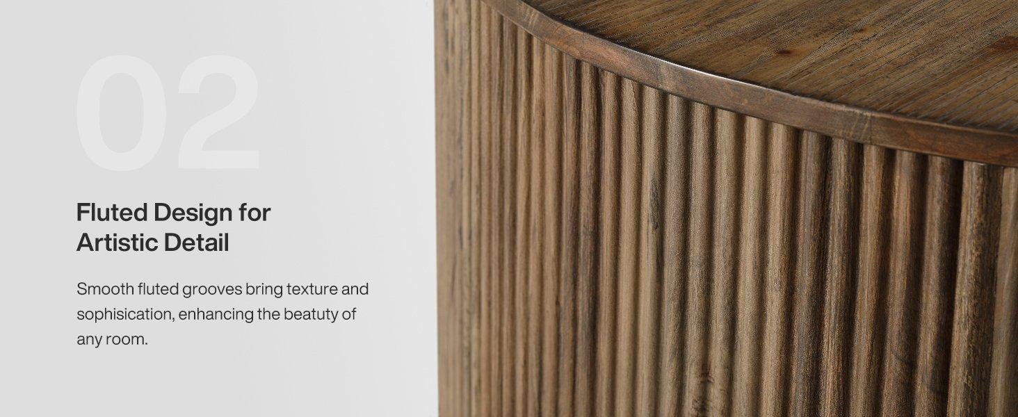31.5" Round Coffee Table, Modern Center Table with Wooden Veneer Top