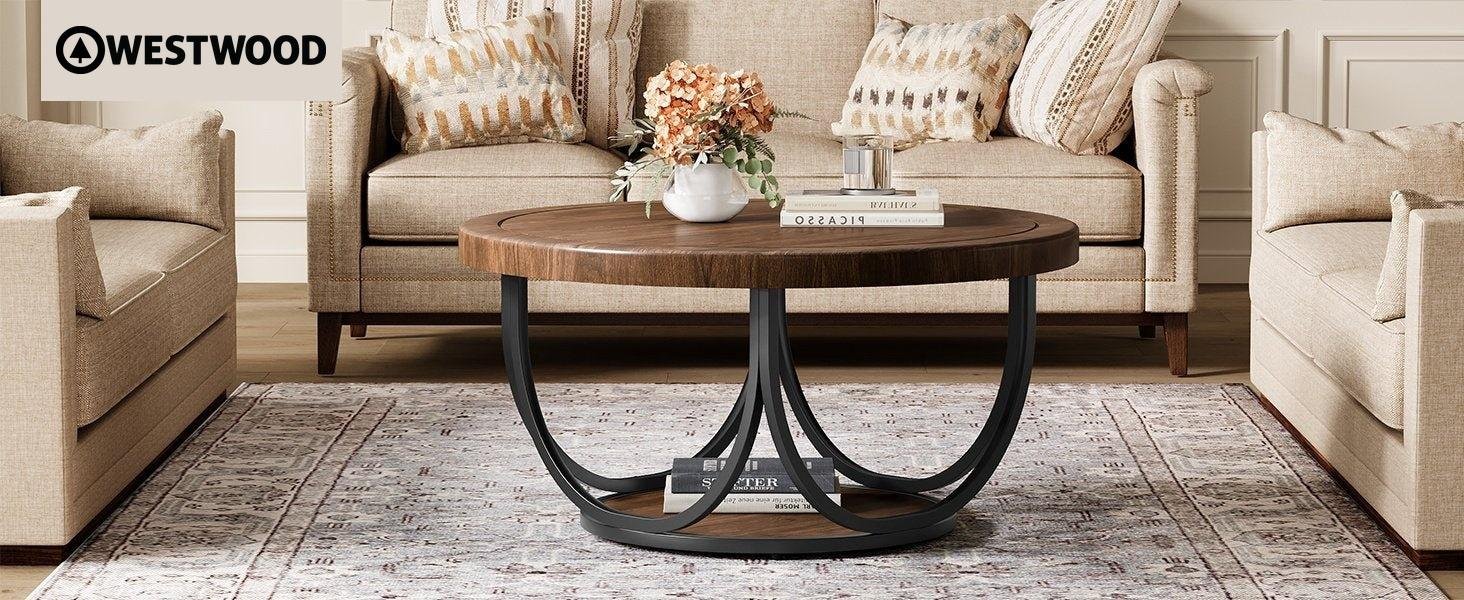 Westwood 31.5'' Large Industrial Round Coffee Table