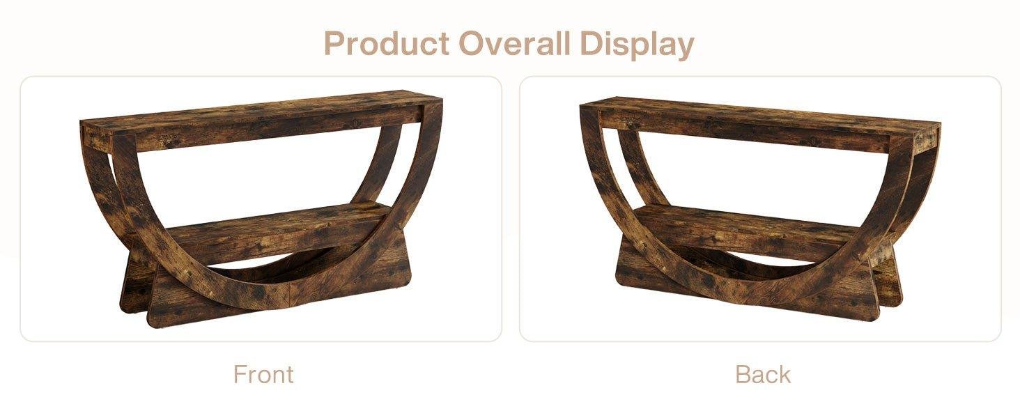63" Console Table, 2-Tier Entryway Table with Storage Shelves & Arched Frame