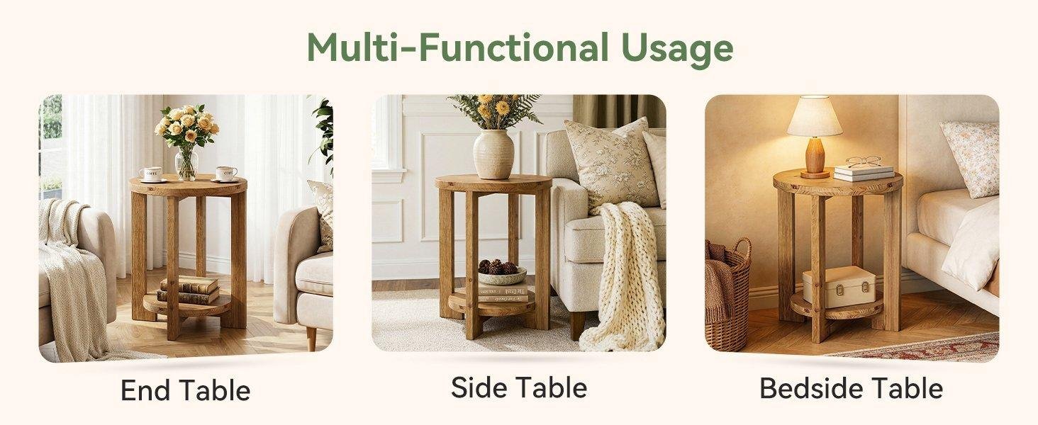 Westwood 2-Tier Round End Table, Wooden Accent Table
