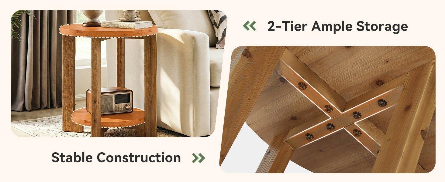 Westwood 2-Tier Round End Table, Wooden Accent Table
