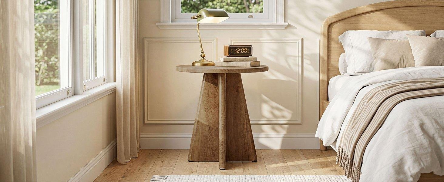 Westwood 19.7" Round End Table, Wooden Side Table for Living Room