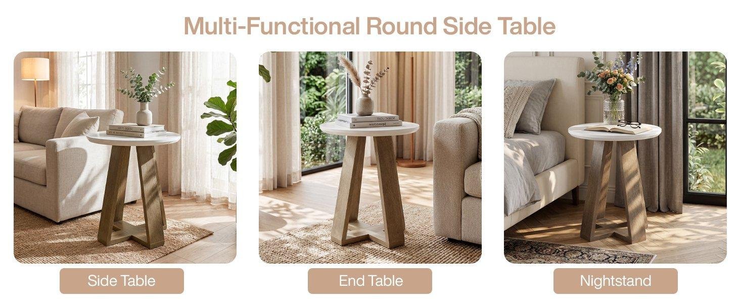 Round End Table, Modern Side Table Small Accent Table for Living Room