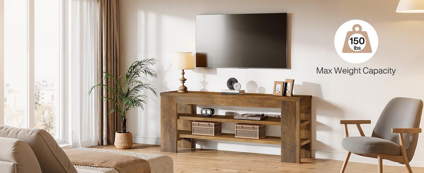 47.2" TV Stand, Entertainment Center with Open Storage for TVs up to 55"