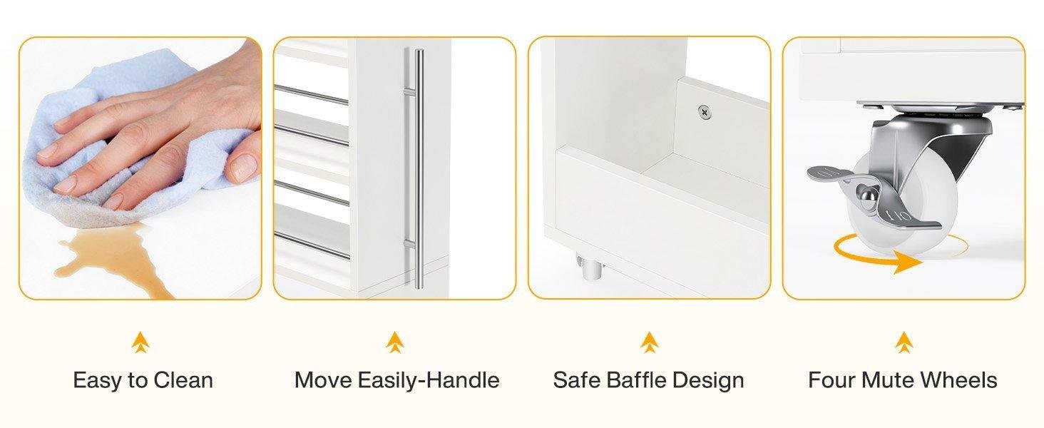 73" Slim Storage Cart on Wheels, 7-Tier Narrow Pantry Rack Cabinet Organizer