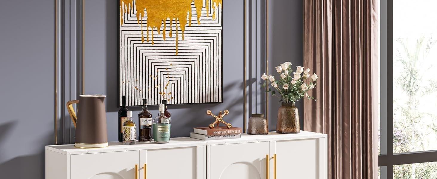 Modern Sideboard Buffet Storage Cabinet with Adjustable Shelves