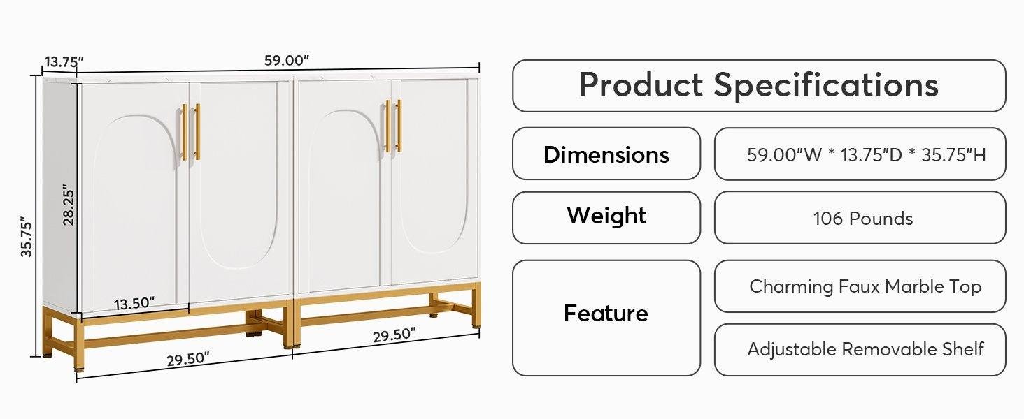 Modern Sideboard Buffet Storage Cabinet with Adjustable Shelves