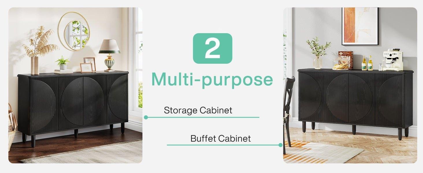 59.4" Sideboard Buffet, Modern Credenza Storage Cabinet with Doors for Kitchen