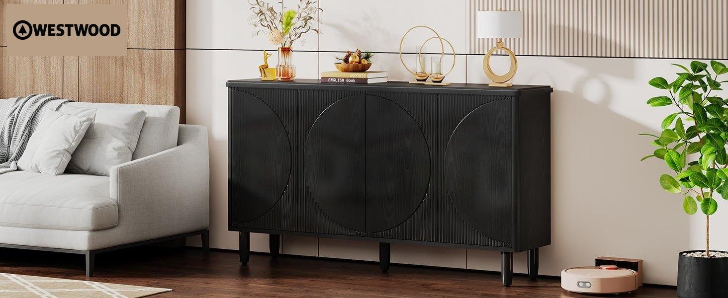59.4" Sideboard Buffet, Modern Credenza Storage Cabinet with Doors for Kitchen