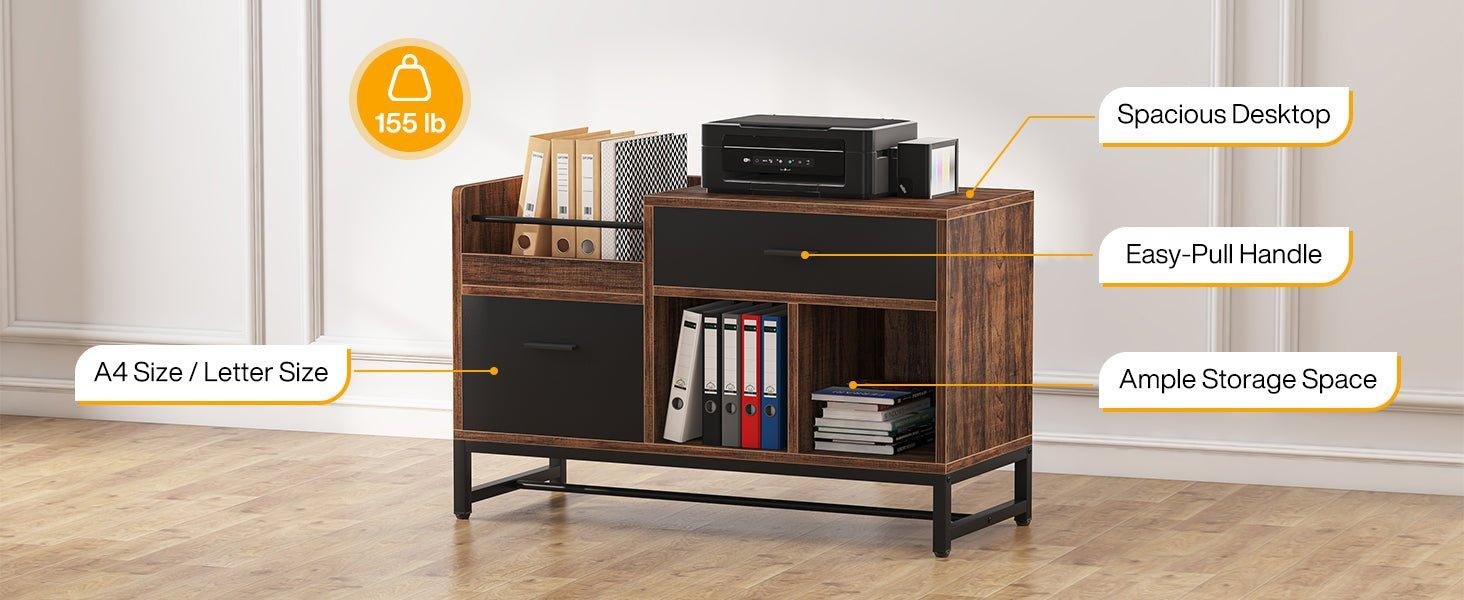 39 inch File Cabinet, Rustic Lateral Filing Cabinet with 2 Drawers