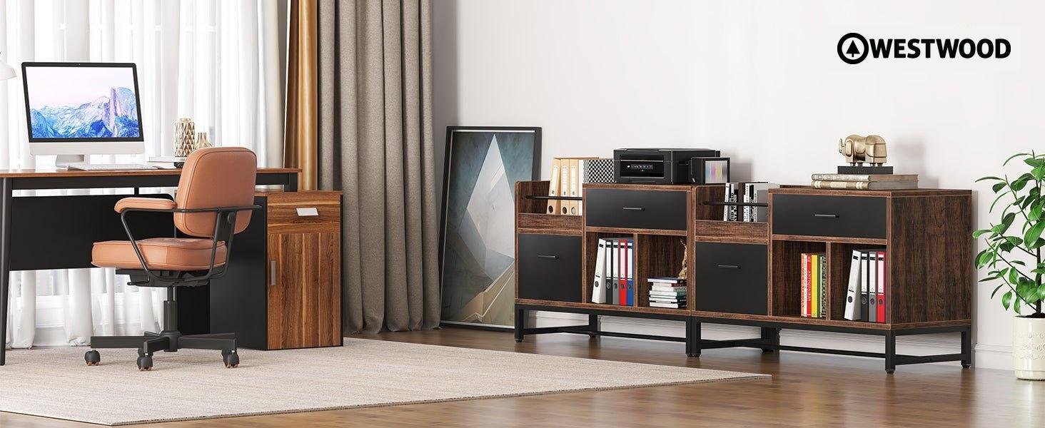 39 inch File Cabinet, Rustic Lateral Filing Cabinet with 2 Drawers