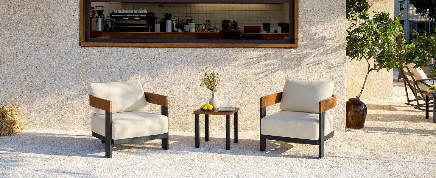 Outdoor Lounge Chair, Patio Armchair Club Chair With Cushions & Aluminum Frame