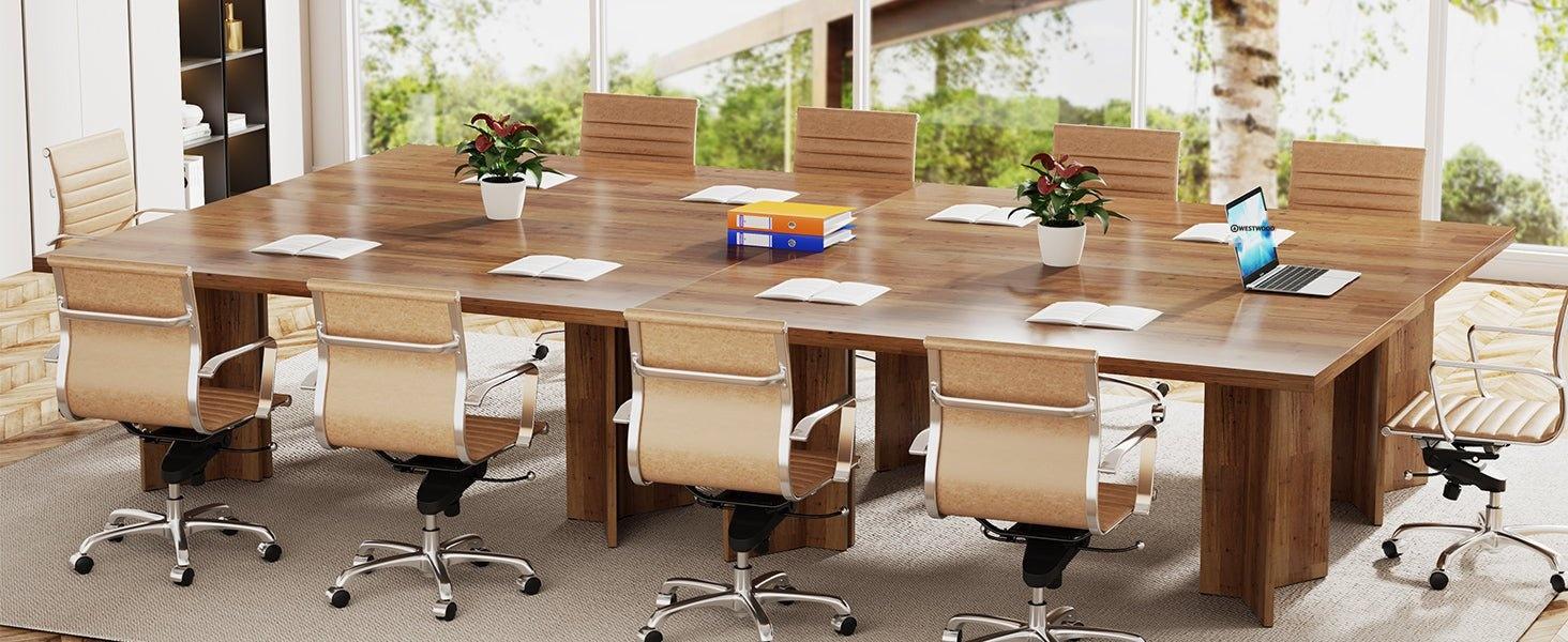 Farmhouse Wood Computer Desk Workstation for Home Office, Study