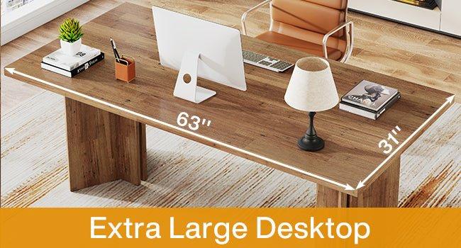 63" Executive Desk with Large Tabletop, Farmhouse Computer Desk for Home Office