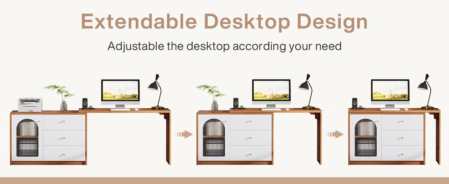 L-Shaped Computer Desk, Corner Office Desk with Reversible Storage Cabinet