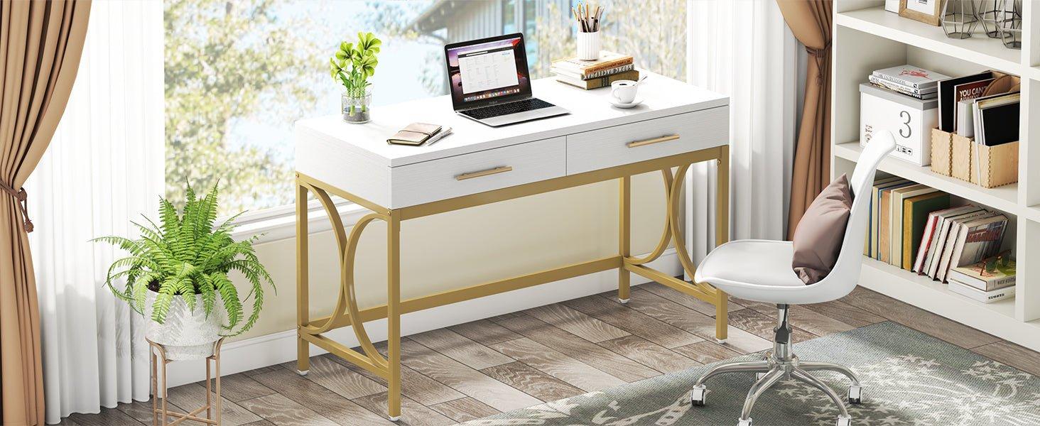 41" Computer Desk, Modern Home Office Writing Desk with 2 Drawers