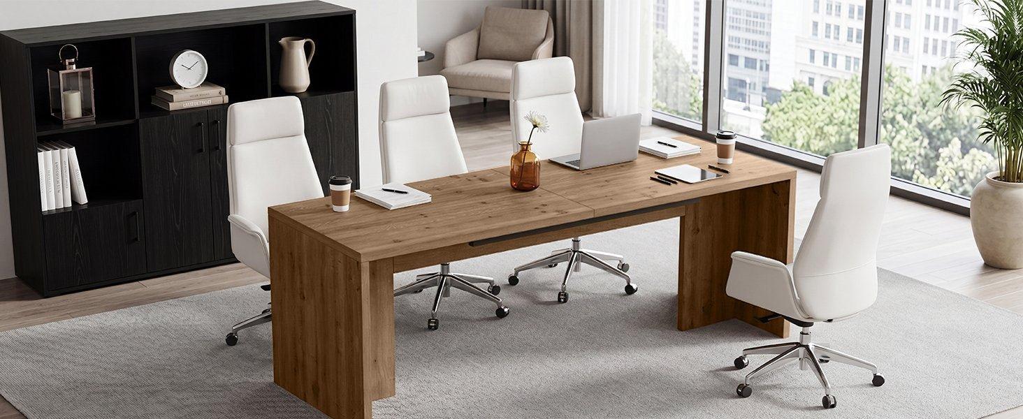 78" Solid Wood Computer Desk for 2 People, Double Desk with Large Tabletop for Home Office