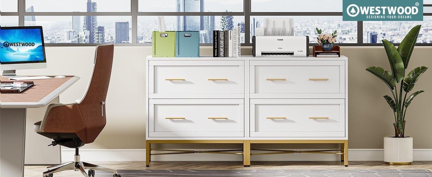 A bright white finish lends a clean look and feels, the sleek lateral file cabinet is perfect for a wide variety of home-based workspaces. This file storage cabinet is made to make you fall in love with your office space once again.