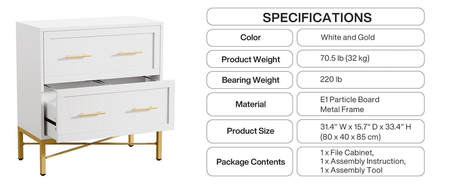 2-Drawer File Cabinet, Lateral Storage Cabinet Printer Stand