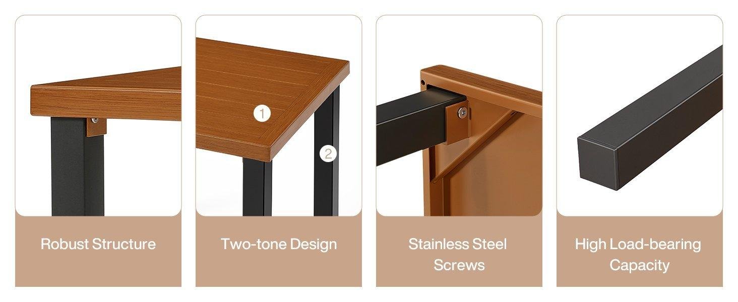Square Outdoor Side Table, Weather Resistant Patio End Table with Metal Legs