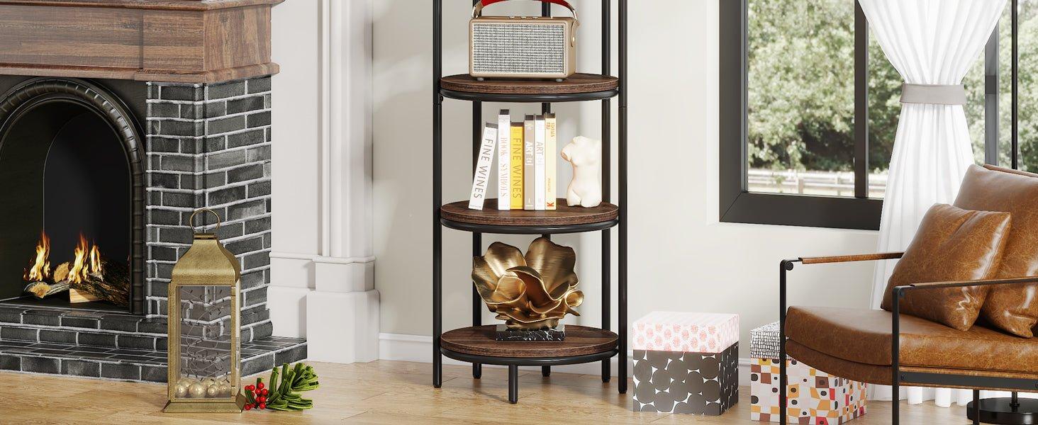 Industrial Bookshelf, 4-Tier Etagere Bookcase with Bird Cage Design