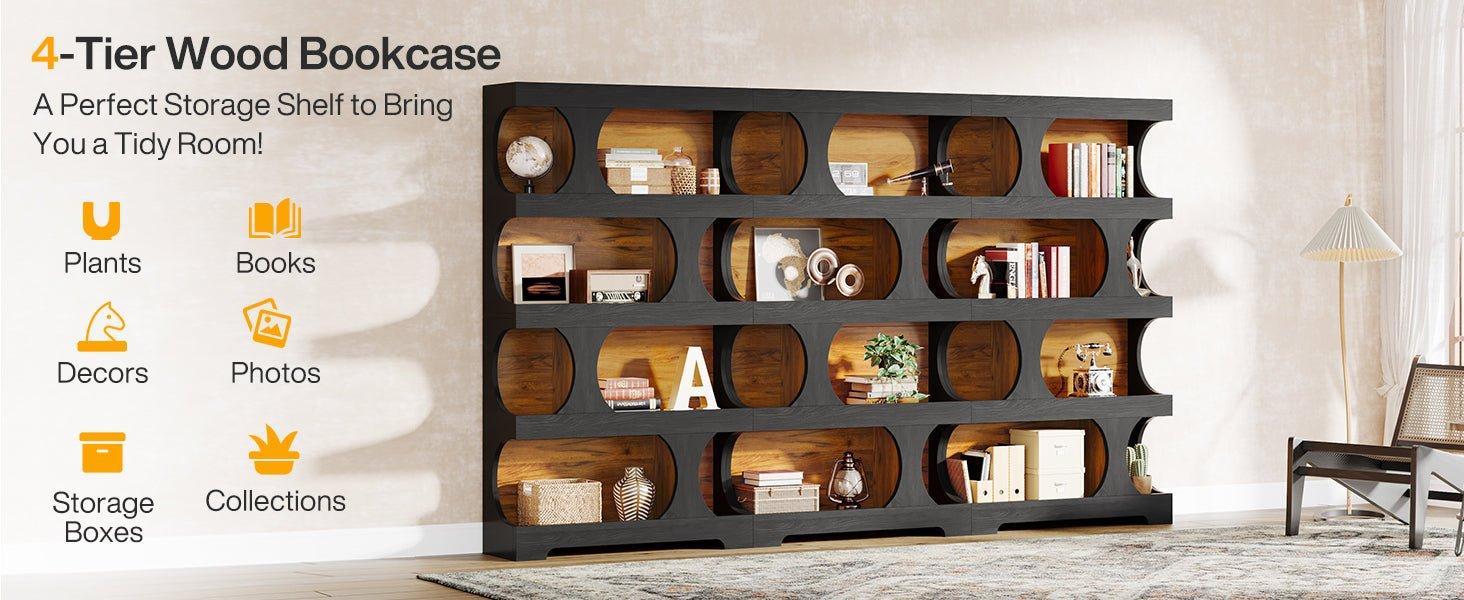 71" Bookshelf, 4-Tier S-Shaped Bookcase Freestanding Display Shelves