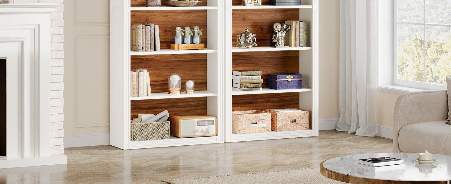 6/8-Tier Tall Bookshelf, Wooden Arched Bookcase Display Shelving Unit