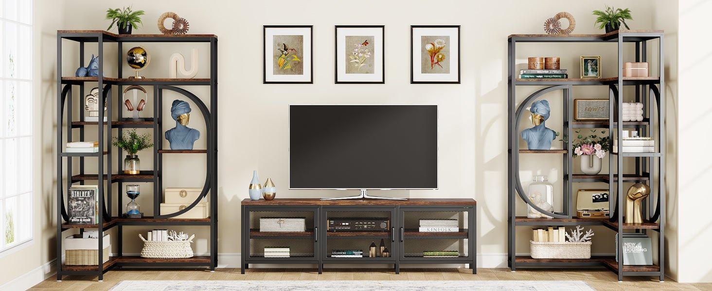 Westwood 7-Shelf Corner Bookshelf, Display Rack for Living Room Home Office