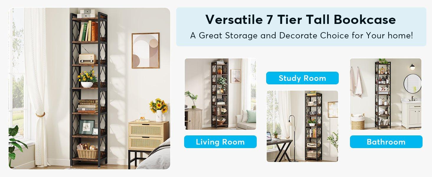 7-Tier Corner Shelf, 78.7" Narrow Bookshelf Corner Bookcase