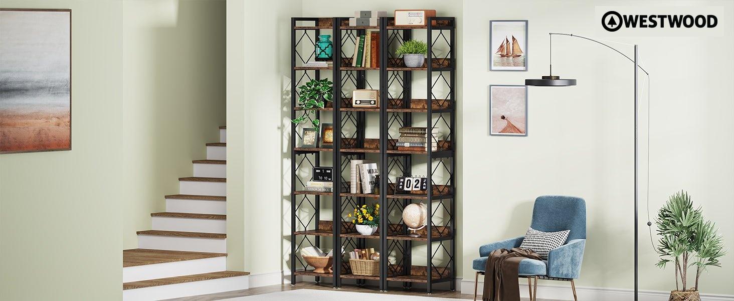 7-Tier Corner Shelf, 78.7" Narrow Bookshelf Corner Bookcase
