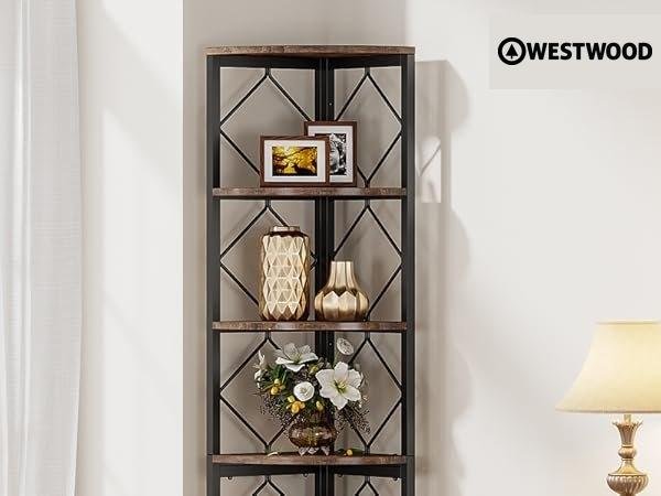 Our Westwood 7-tier corner bookshelf emphasizes both style and functionality
